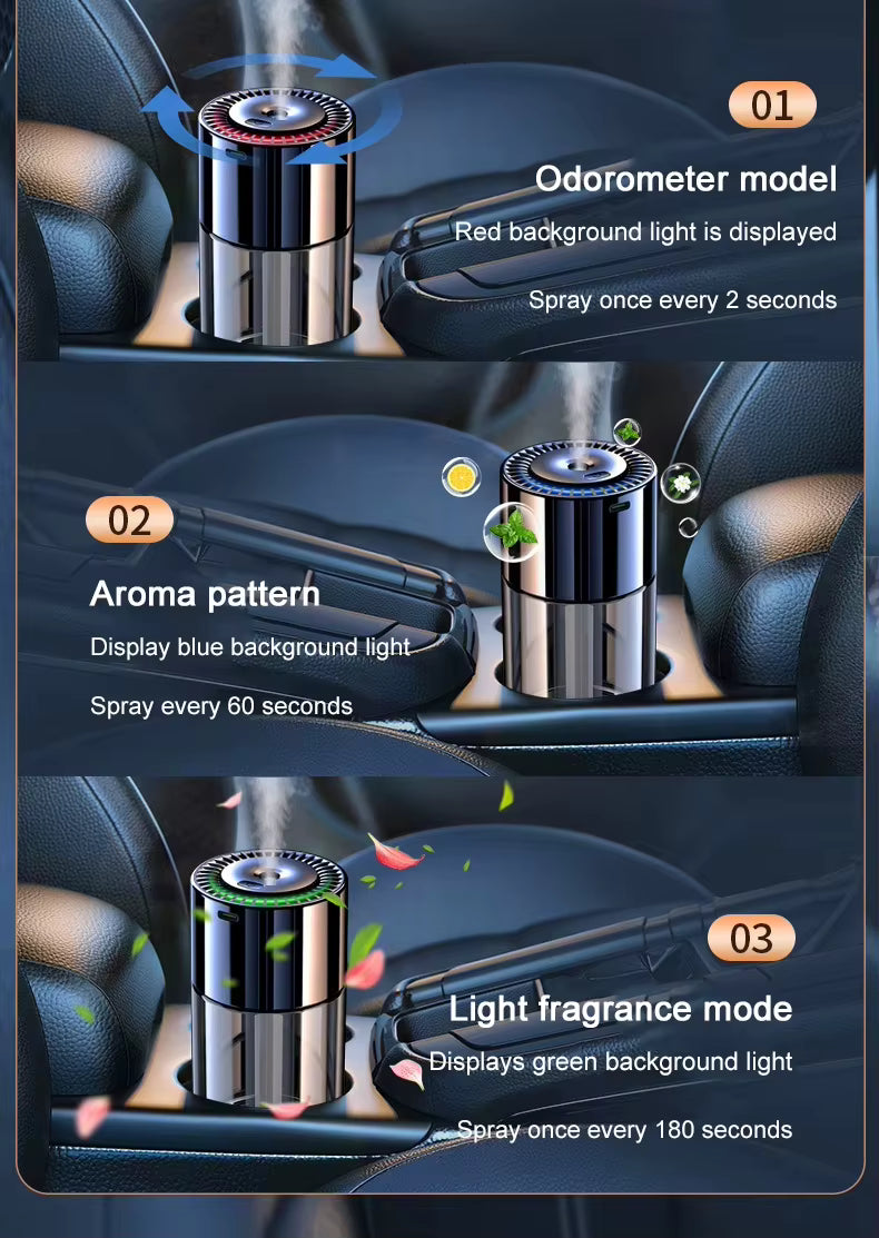 Portable Rechargeable Smart Car Air Freshener Diffuser Luxury 160ml Glass Perfume Refillable Bottle Car Diffuser