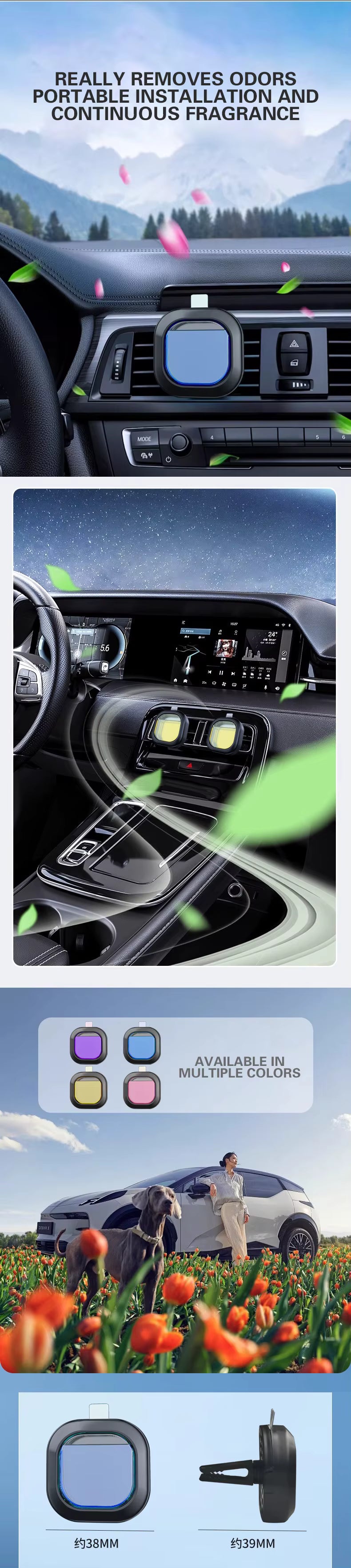 Custom Sustainable Luxury Diffuser Car Scent Vent Clip Perfume Membrane Car Air Freshener for Car Air Conditioner