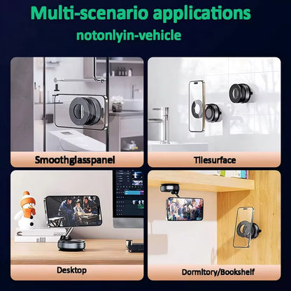 Alloy Folding Strong Magnet Magnetic Phone Holder Desk Wall Car Vacuum Suction Windshield Dashboard Mobile Holder Window Mount