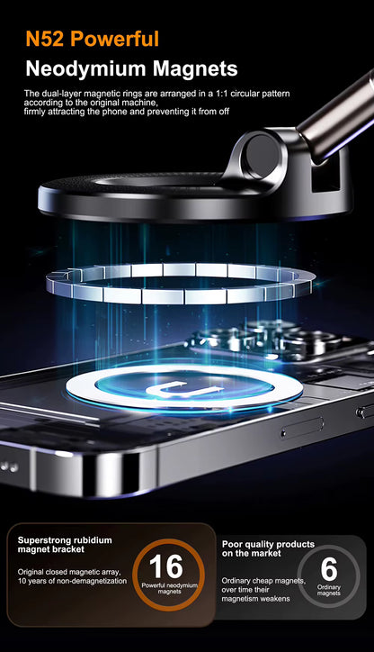 Alloy Folding Strong Magnet Magnetic Phone Holder Desk Wall Car Vacuum Suction Windshield Dashboard Mobile Holder Window Mount