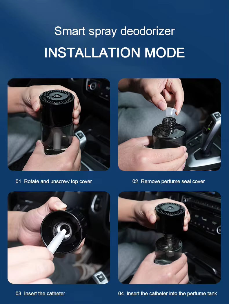 Portable Rechargeable Smart Car Air Freshener Diffuser Luxury 160ml Glass Perfume  Refillable Bottle Car Diffuser