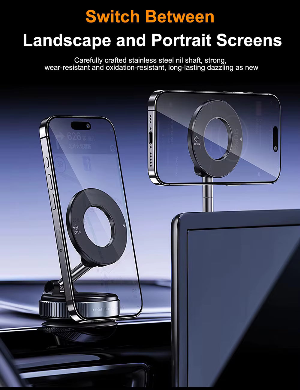 Alloy Folding Strong Magnet Magnetic Phone Holder Desk Wall Car Vacuum Suction Windshield Dashboard Mobile Holder Window Mount