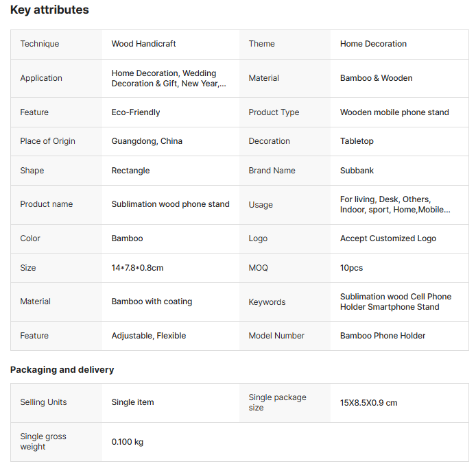 Wood Cellphone Stand Sublimation Blank Sublimation Blank Bamboo Mobile Phone Holder
